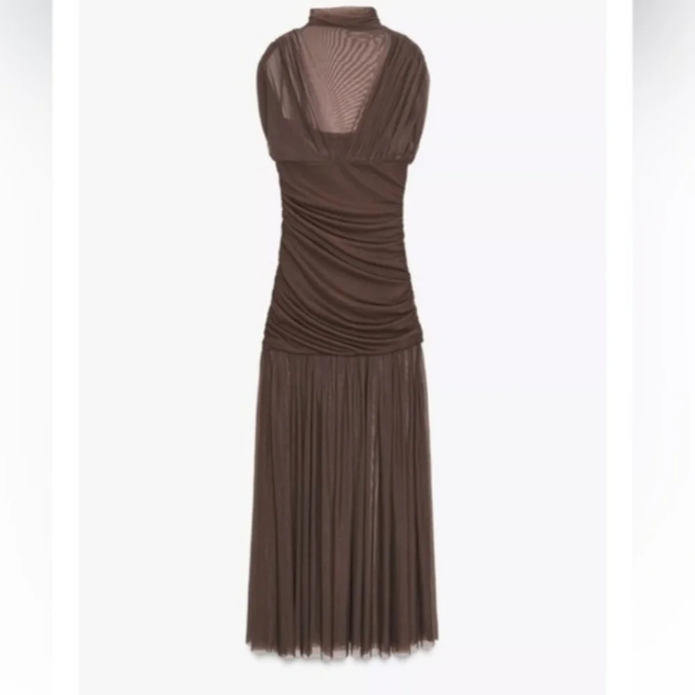 Zara COMBINATION DRAPED MAXI DRESS SIZE S - Picture 13 of 16
